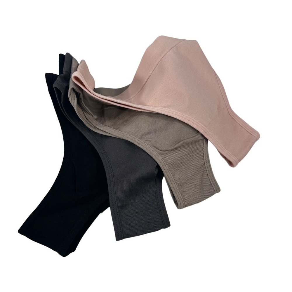 Lot OF Four Icy Hot Women's Size Medium Panty Tanga Black Gray Beige Pink New